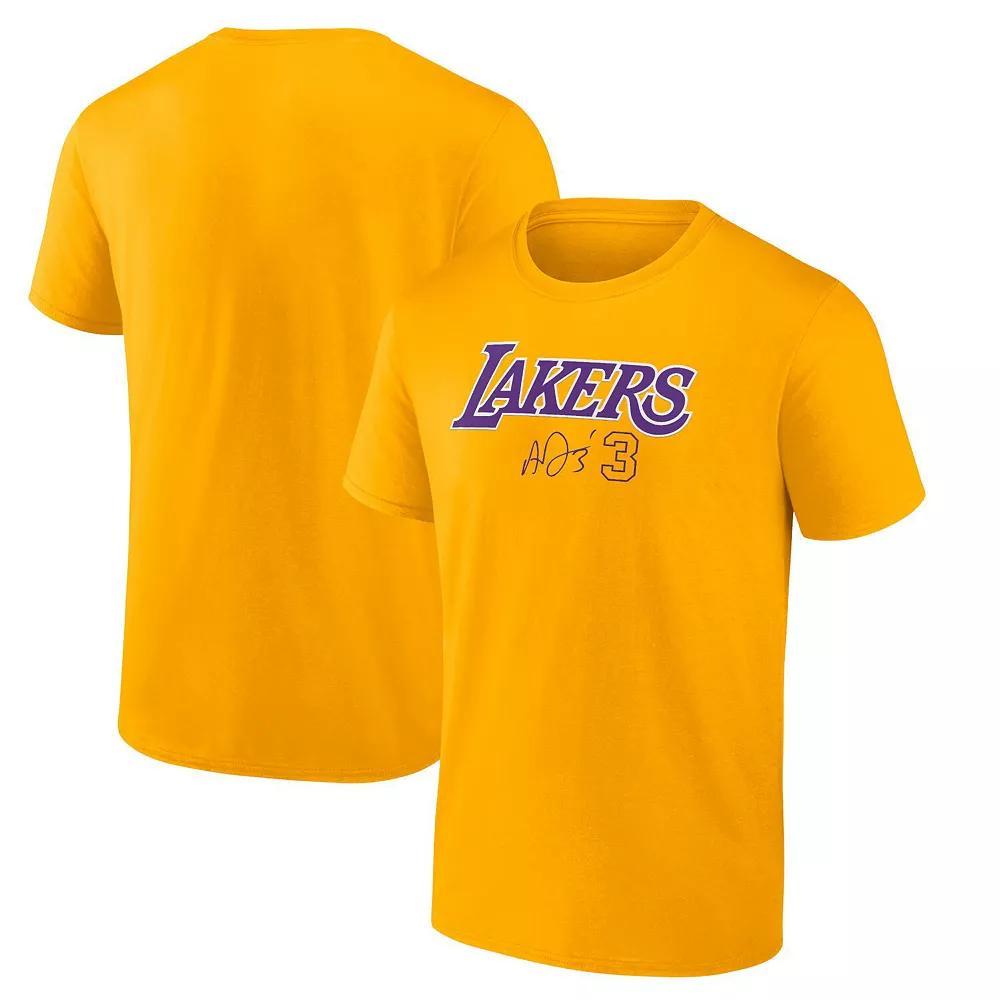 Men's Fanatics Branded Anthony Davis Gold Los Angeles Lakers Name & Number T-Shirt, Size: Small Product Image