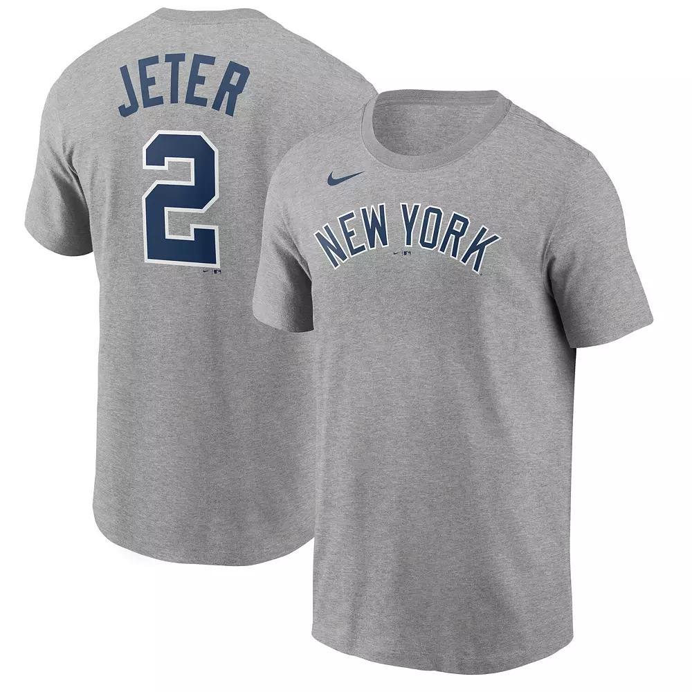 Men's Nike Derek Jeter Gray New York Yankees Name & Number T-Shirt, Size: 2XL, Grey Product Image
