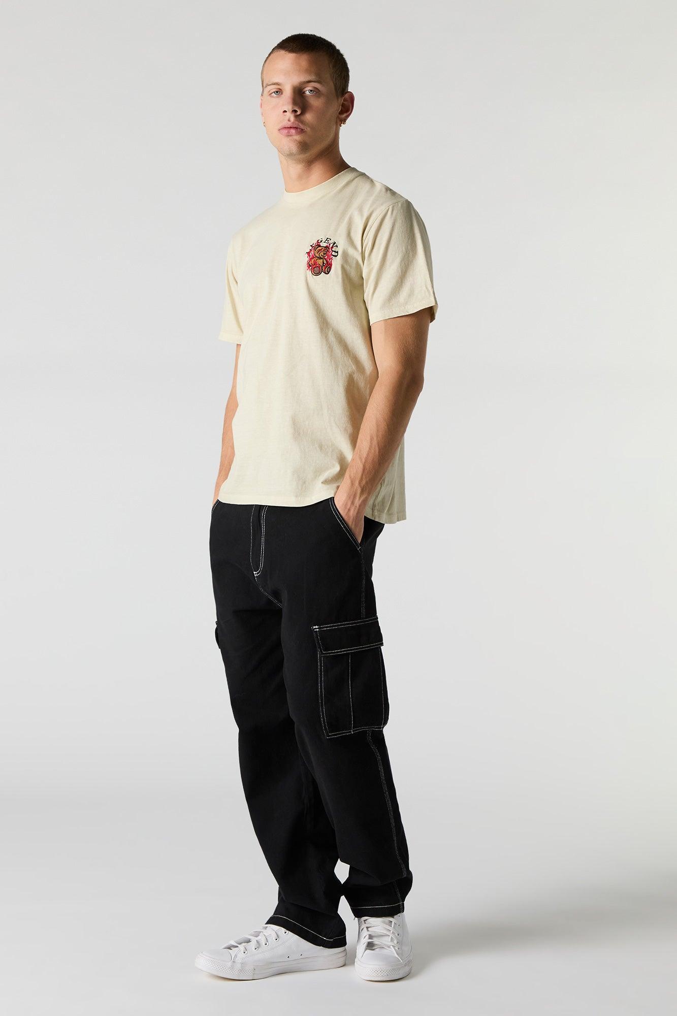Embroidered Washed T-Shirt Male Product Image