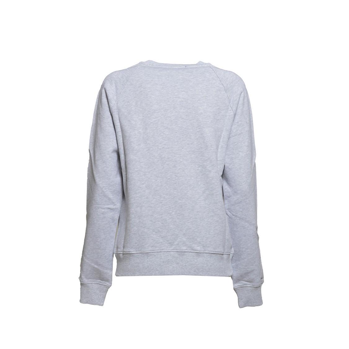 MSGM Gray Melange Cotton Crewneck Sweatshirt With Logo Print In Grey Product Image