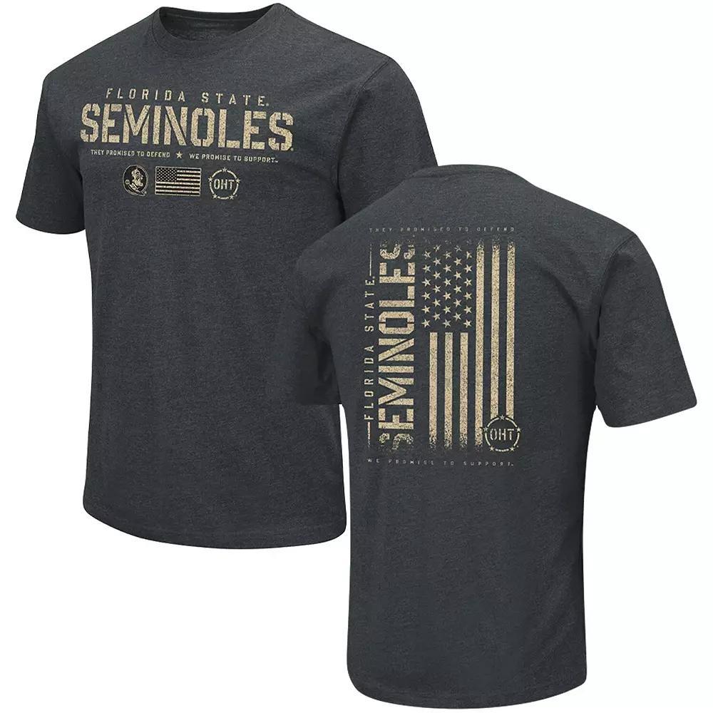 Men's Colosseum Heathered Black Florida State Seminoles OHT Military Appreciation Flag 2.0 T-Shirt, Size: XL, Charco Product Image