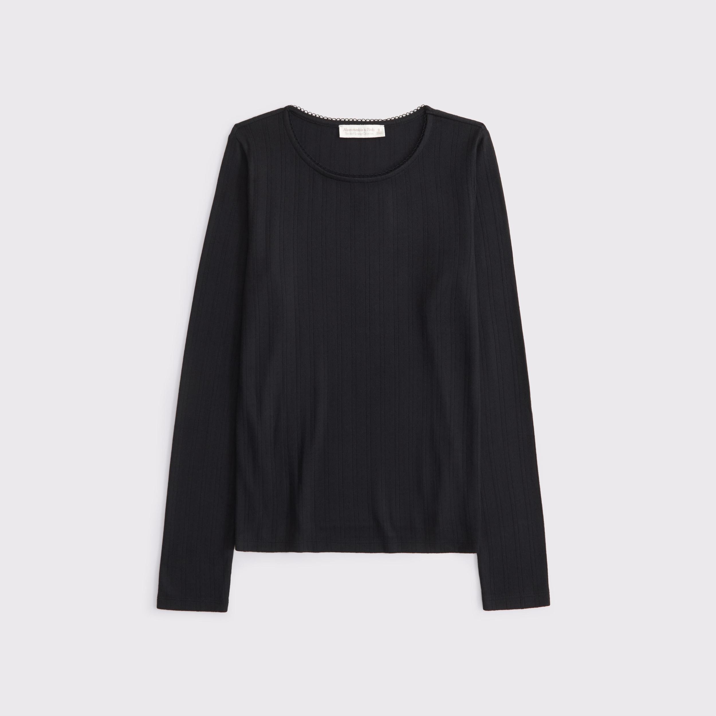 Long-Sleeve Pointelle Sleep Top Product Image