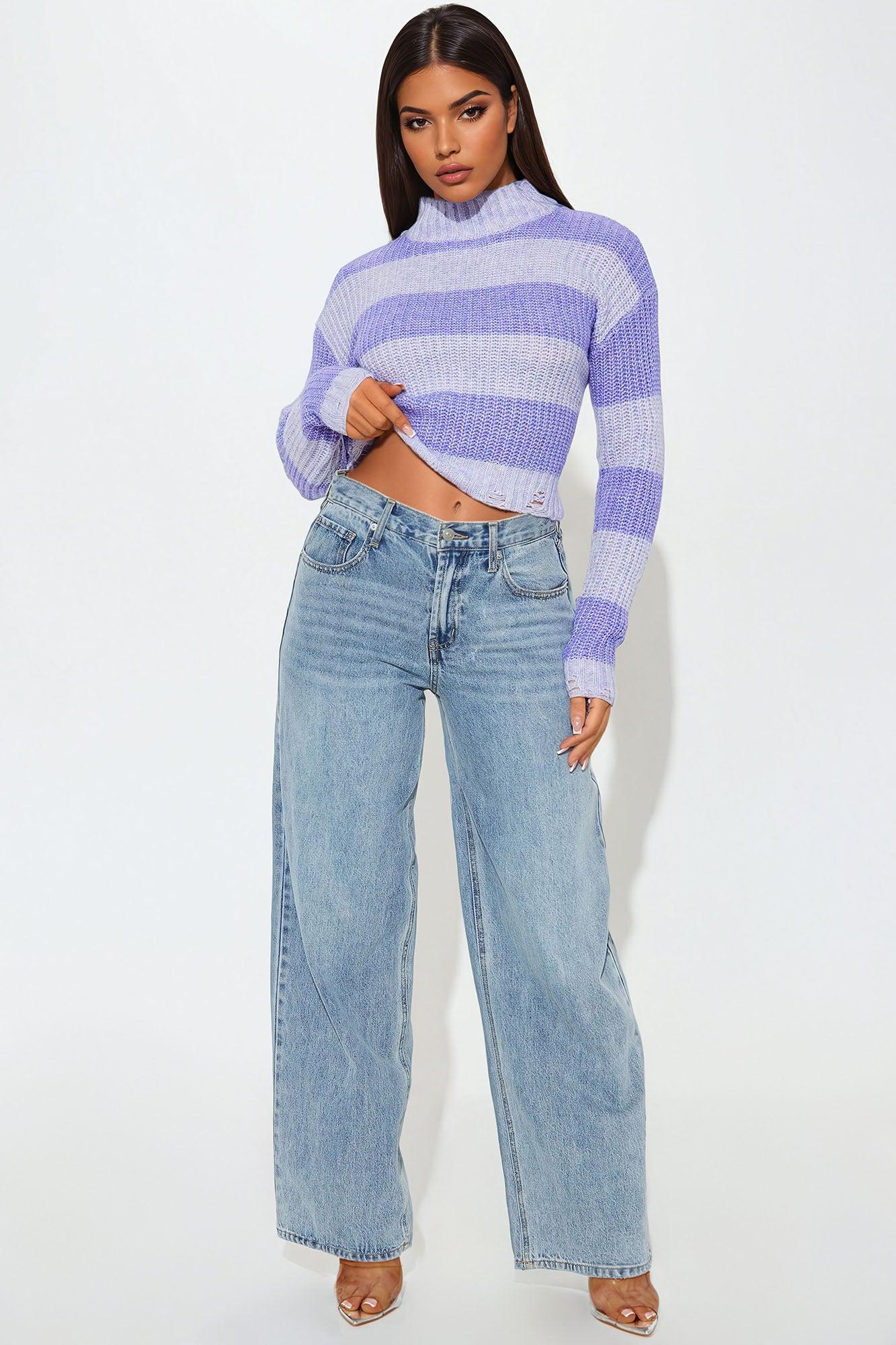 Seeing Things Striped Sweater - Purple/combo Product Image