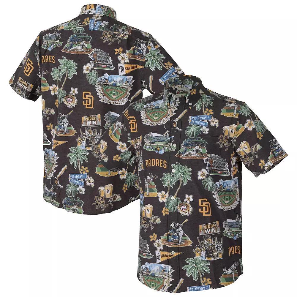 Men's Reyn Spooner  Brown San Diego Padres Scenic Tri-Blend Performance Button-Up Top, Size: Large Product Image