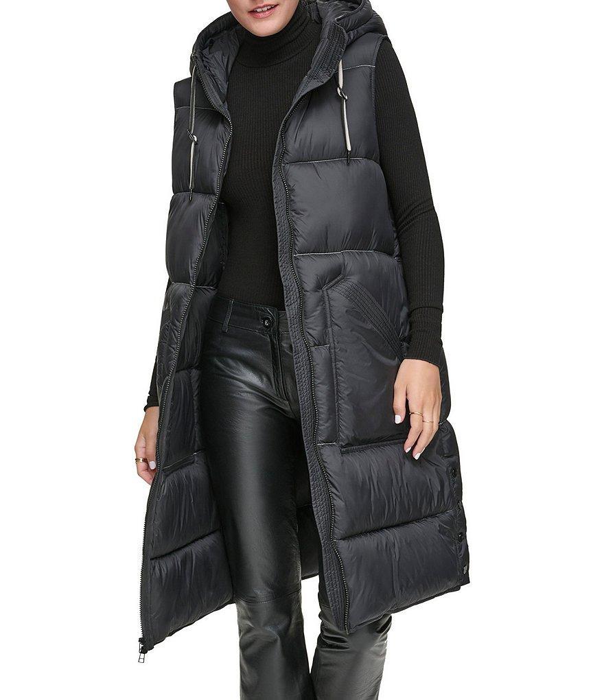 Andrew Marc Sport Quilted Faux Down Filled Hooded Long Puffer Vest Product Image