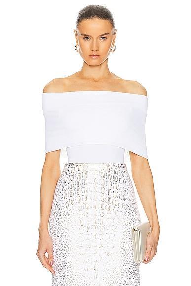 ALAA O-shoulder Bodysuit in White Product Image