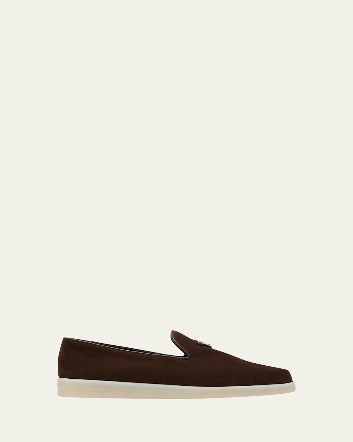 Mens Triangle Logo Suede Loafers Product Image