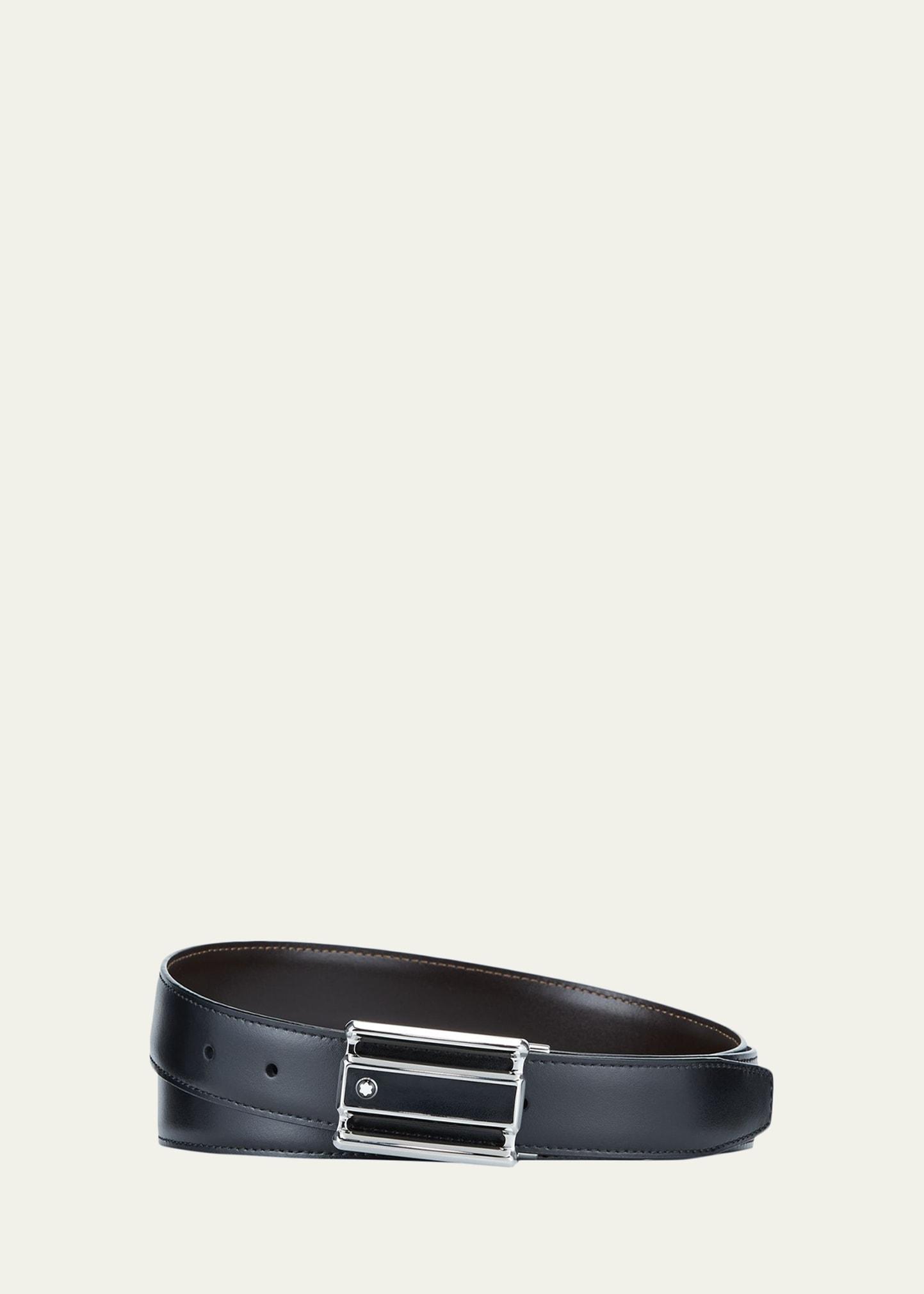 Montblanc Mens Cut Out Black Buckle Reversible Belt Product Image