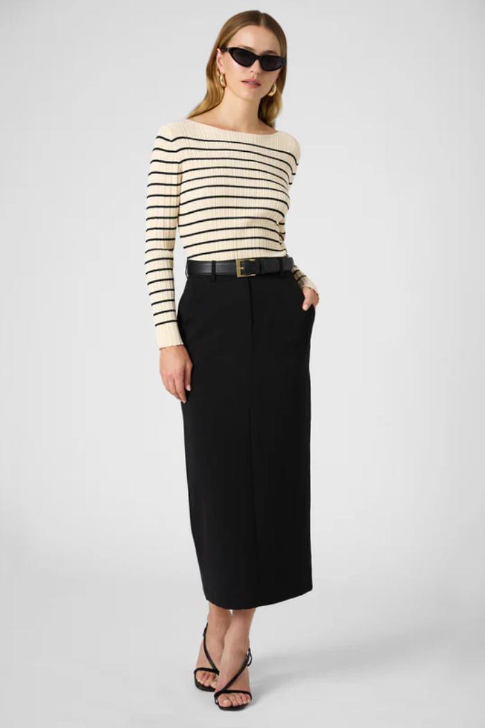 Stripe Crinkle Knit - Classic Cream/Black Product Image