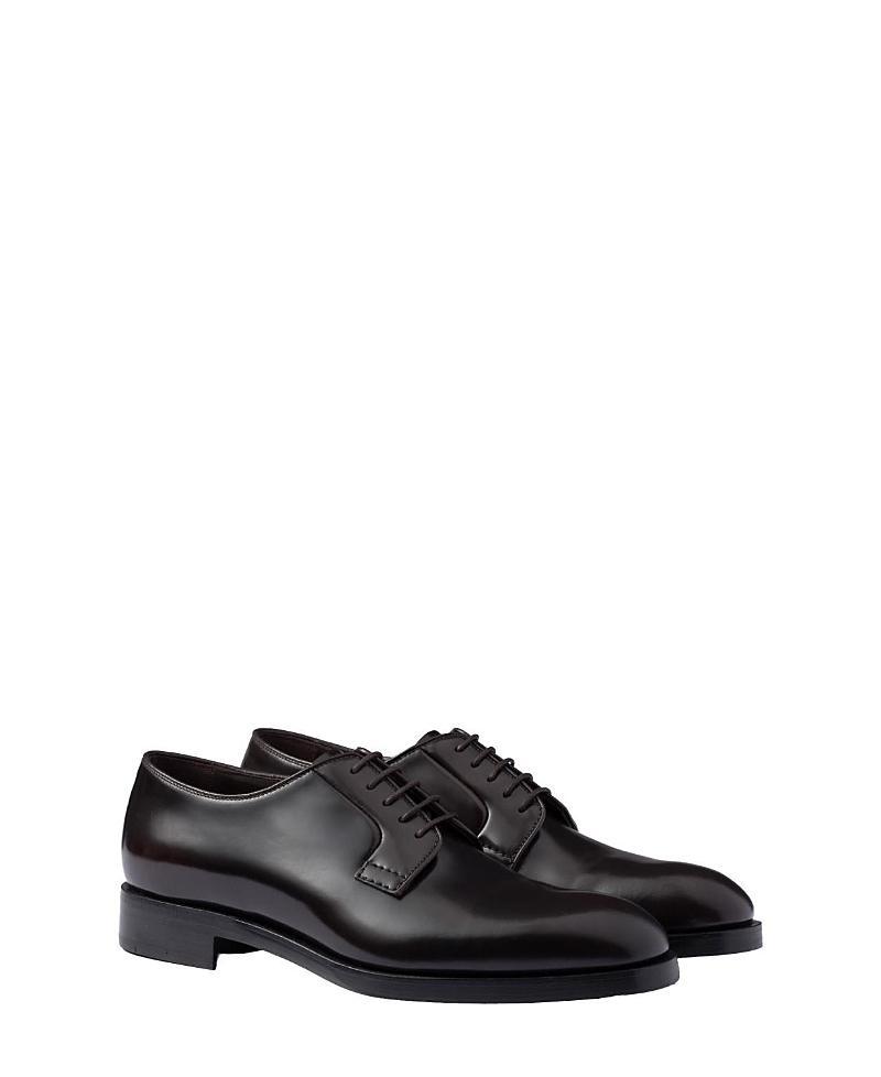 Prada Mens Brushed Leather Lace-Up Shoes Product Image