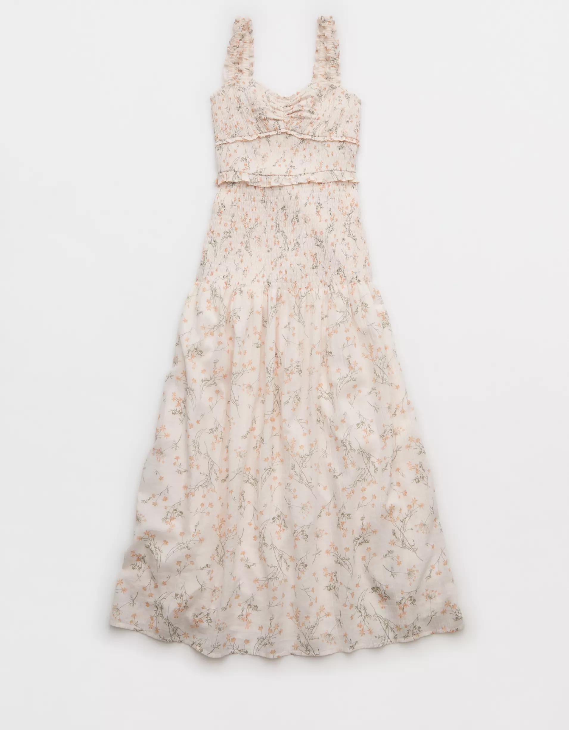 AE Catie Corset Smocked Floral Midi Dress Product Image