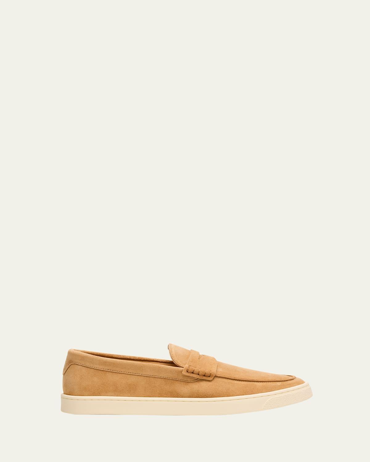 BRUNELLO CUCINELLI Men's Suede Moccasin Penny Loafers In White Product Image