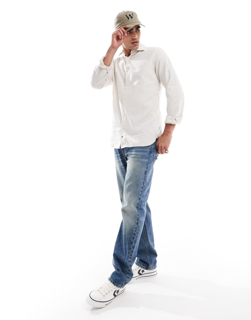 Scalpers Abbot Shirt In Gray stripes  Product Image