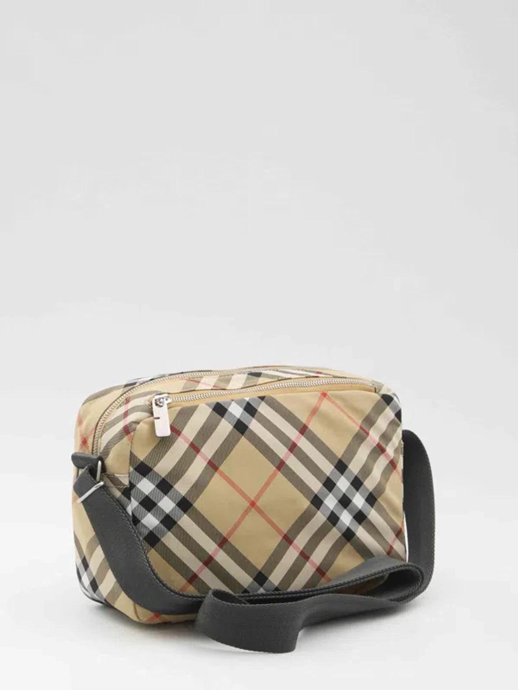 BURBERRY Men Check Crossbody Bag In Cream Product Image