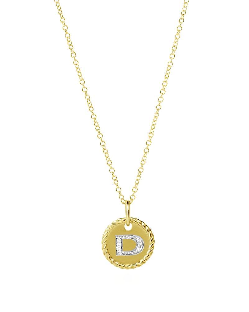 David Yurman Cable Collectibles Initial Pendant with Diamonds in Gold on Chain, 16-18 Product Image