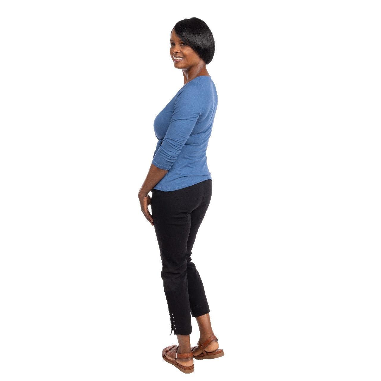 Inner Beauty Solid 3/4 Sleeve Surplice Front V-Neck Top Product Image