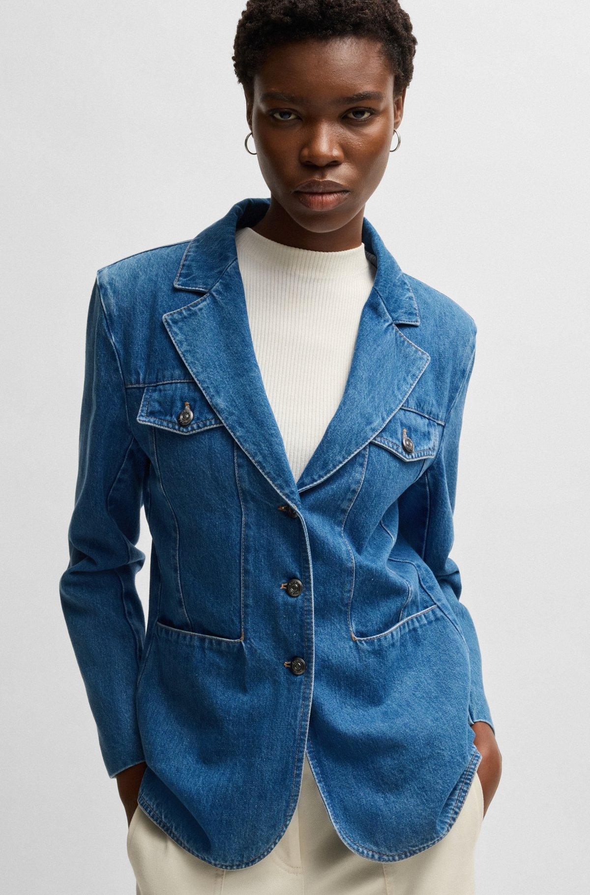 BOSS - Slim-fit blazer in blue selvedge denim - Blue Product Image