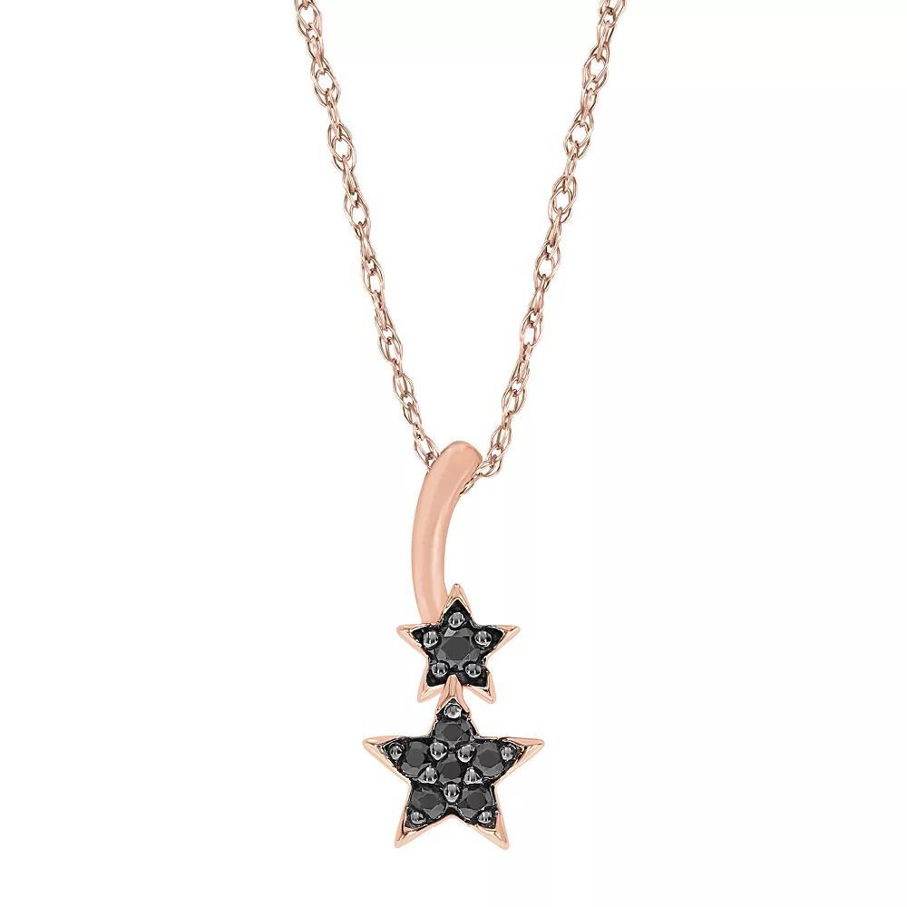Sterling Silver 1/10 Carat T.W. Black Diamond Star Pendant Necklace, Women's, Size: 18", Pink Tone Product Image
