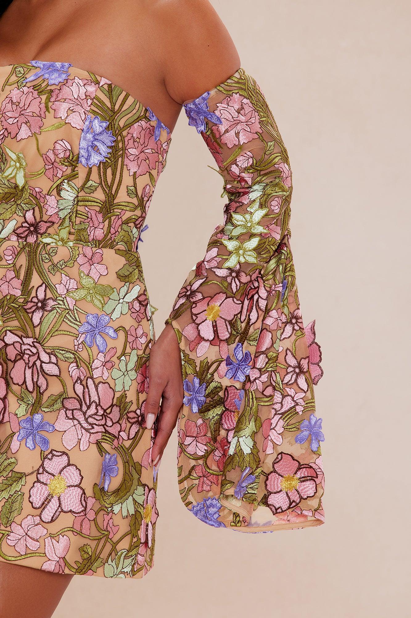 Amanza Embroidered Mini Dress - Pink/combo Product Image