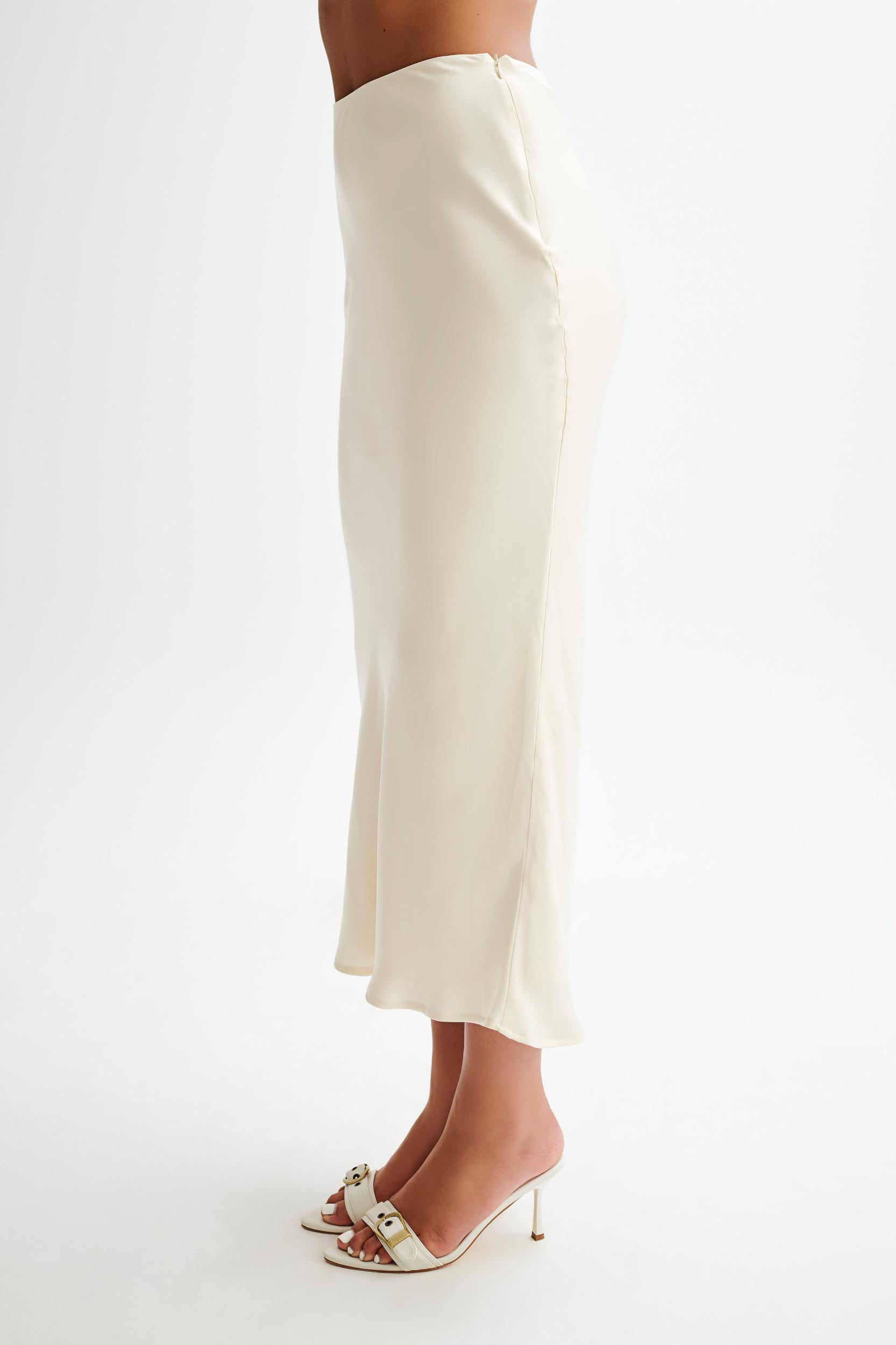 Viviana Satin Sleeveless Crop Top - Ivory Product Image