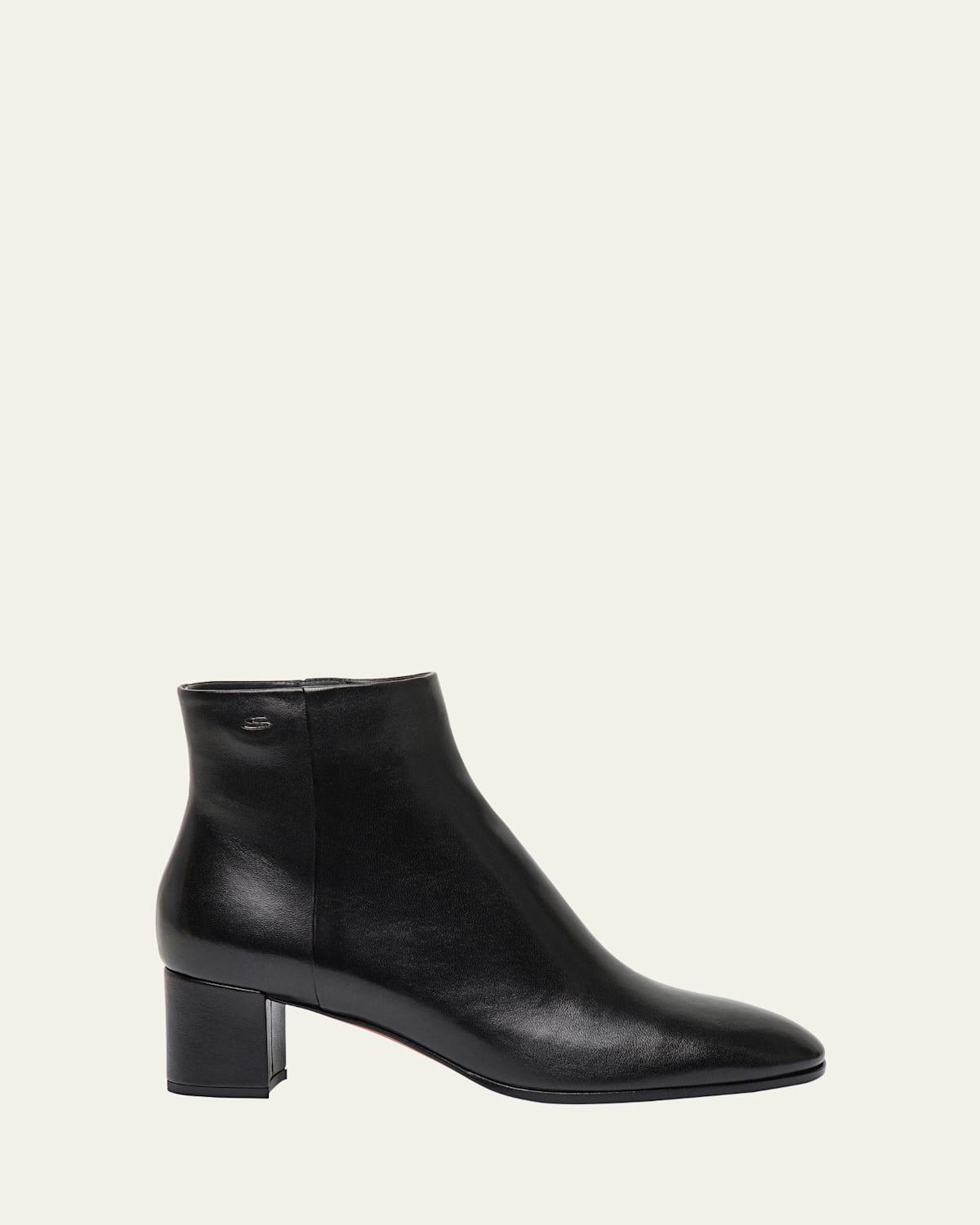 Womens 50MM Side-Zip Leather Booties Product Image