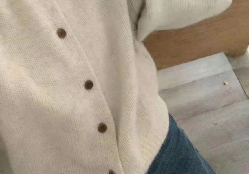 Crew Neck Plain Cardigan Product Image