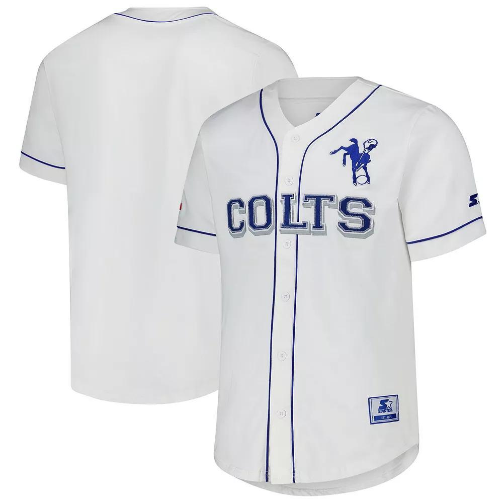 Men's Starter  White Indianapolis Colts Relay Vintage Full-Button Baseball Jersey, Size: XXL Product Image