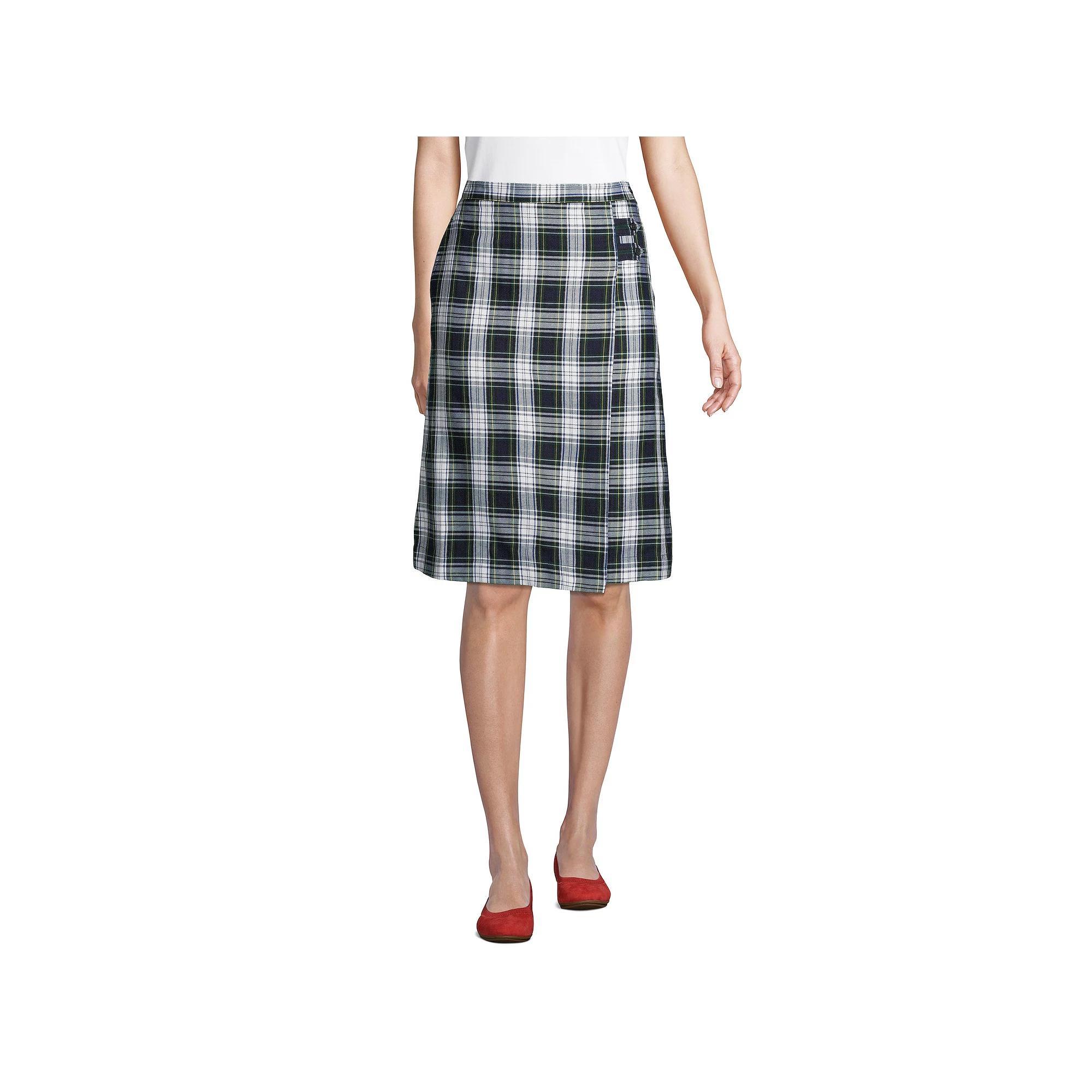 Women's Lands' End Plaid Below the Knee A-line Skirt, Size: 6, White Plaid Product Image