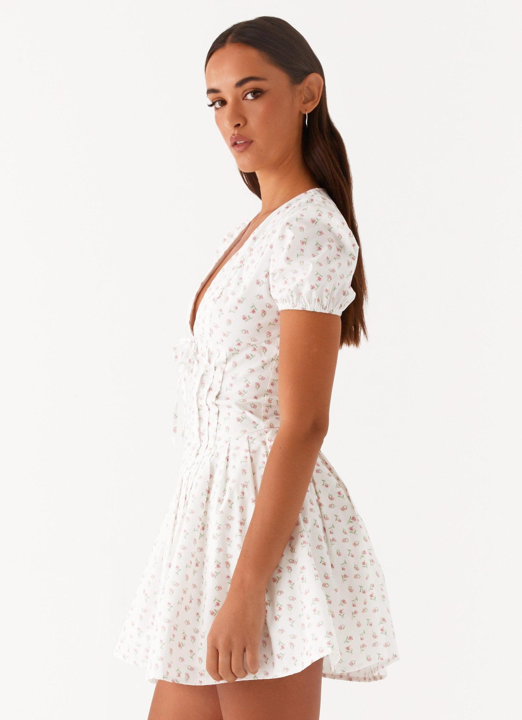 Falling Water Mini Dress - White Floral Product Image