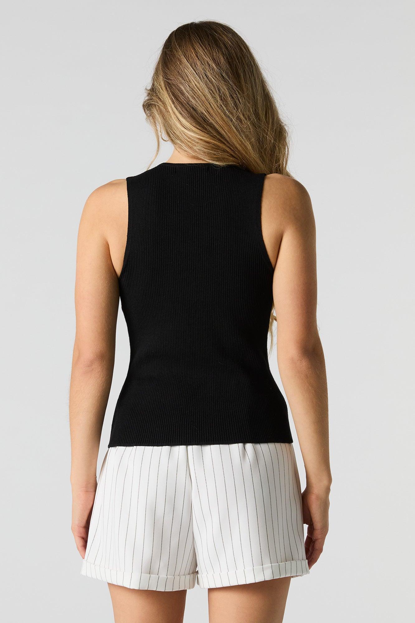 Ribbed Knit Keyhole Cut-Out Tank Female Product Image