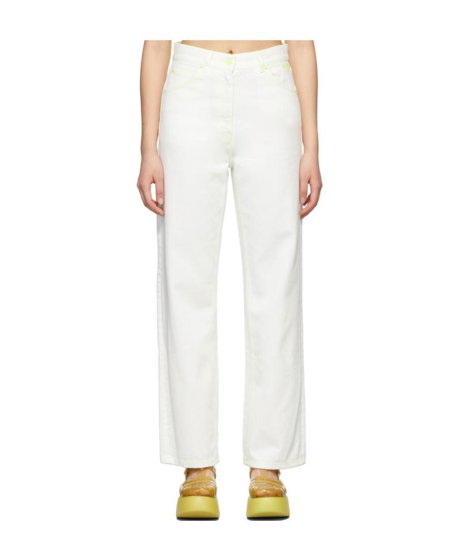 MSGM Logo Jeans In White Product Image
