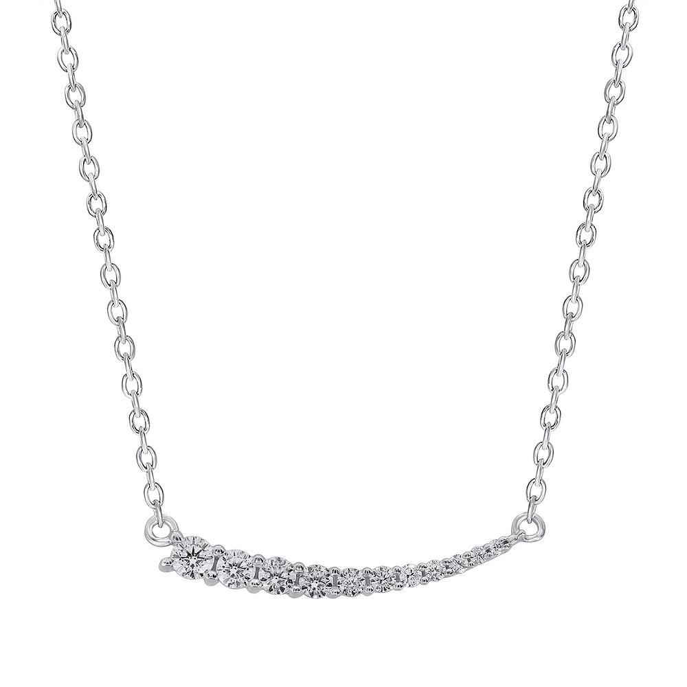 Irena Park Sterling Silver 1/4 Carat T.W. Diamond Crescent Necklace, Women's, Size: 18", Gold Tone White Product Image
