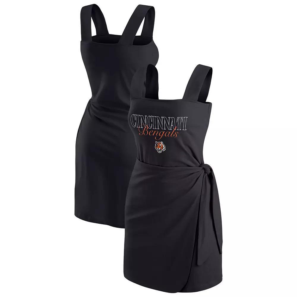 Women's WEAR by Erin Andrews  Black Cincinnati Bengals Wrap Dress, Size: Large Product Image