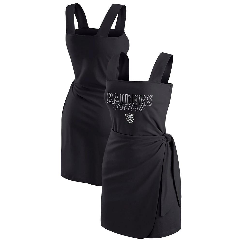 Women's WEAR by Erin Andrews  Black Las Vegas Raiders Wrap Dress, Size: XS, Lvr Black Product Image