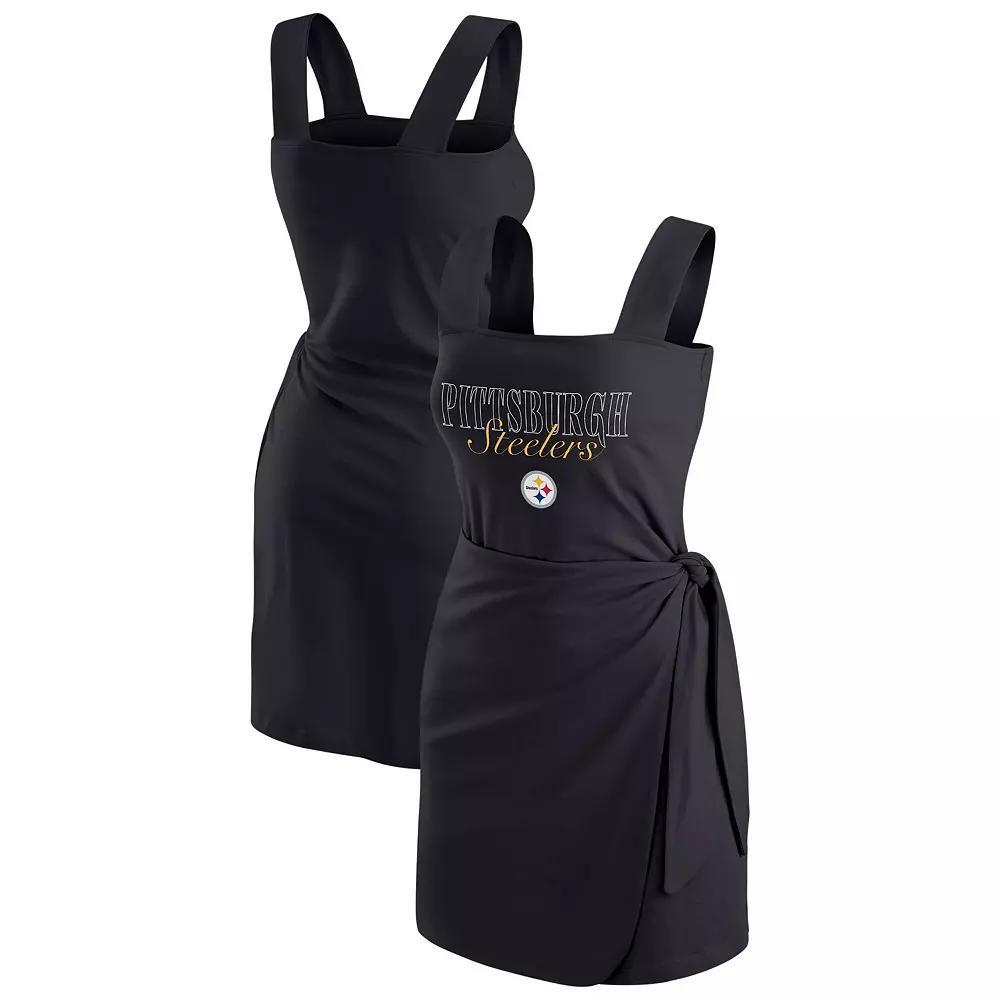 Women's WEAR by Erin Andrews  Black Cincinnati Bengals Wrap Dress, Size: Large Product Image