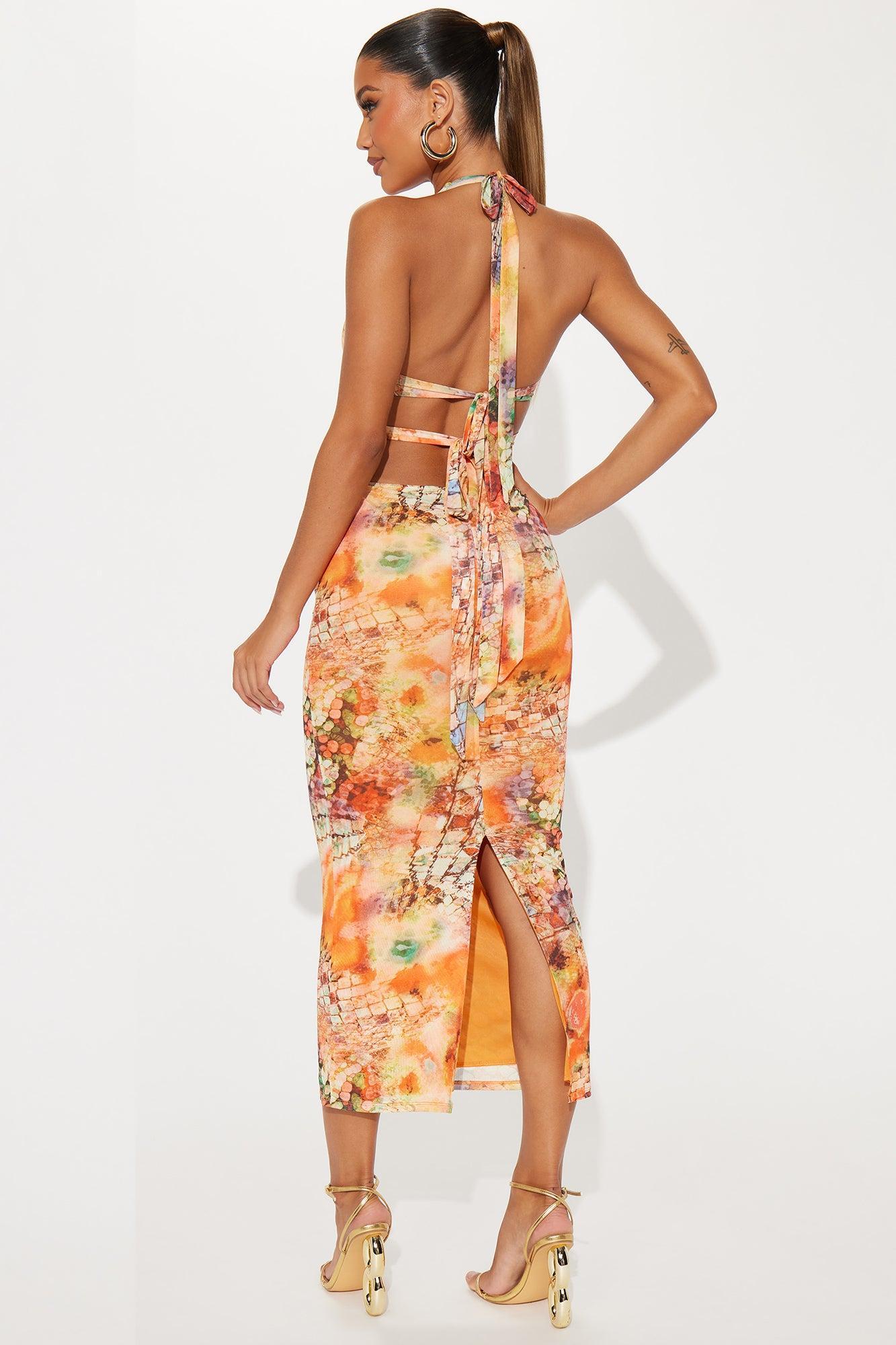 Im A Fairytale Mesh Maxi Dress - Orange/combo Product Image