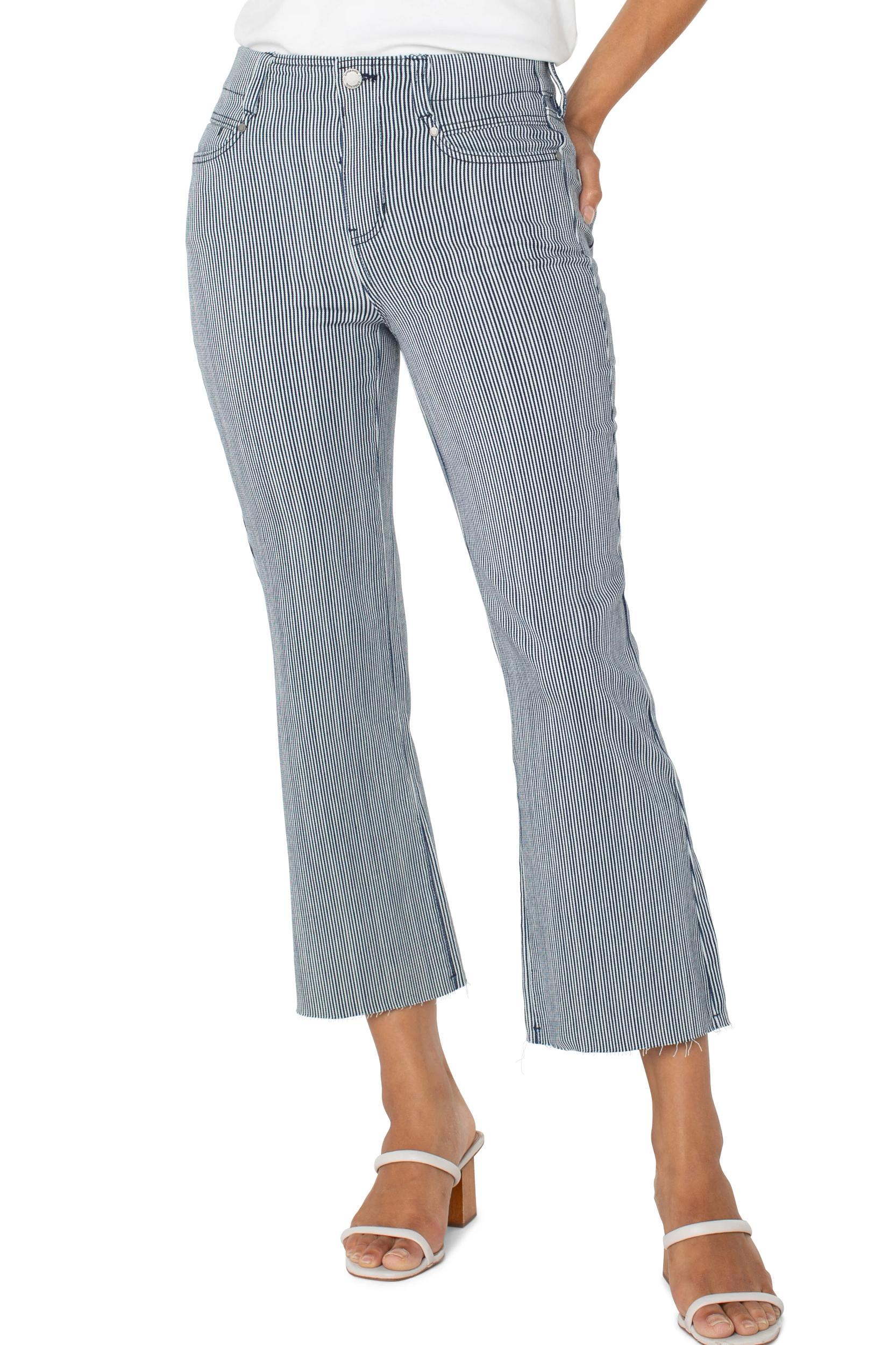 The Gia Glider Eco Crop Flare With Back Pleat- Navy/White Stripe Product Image