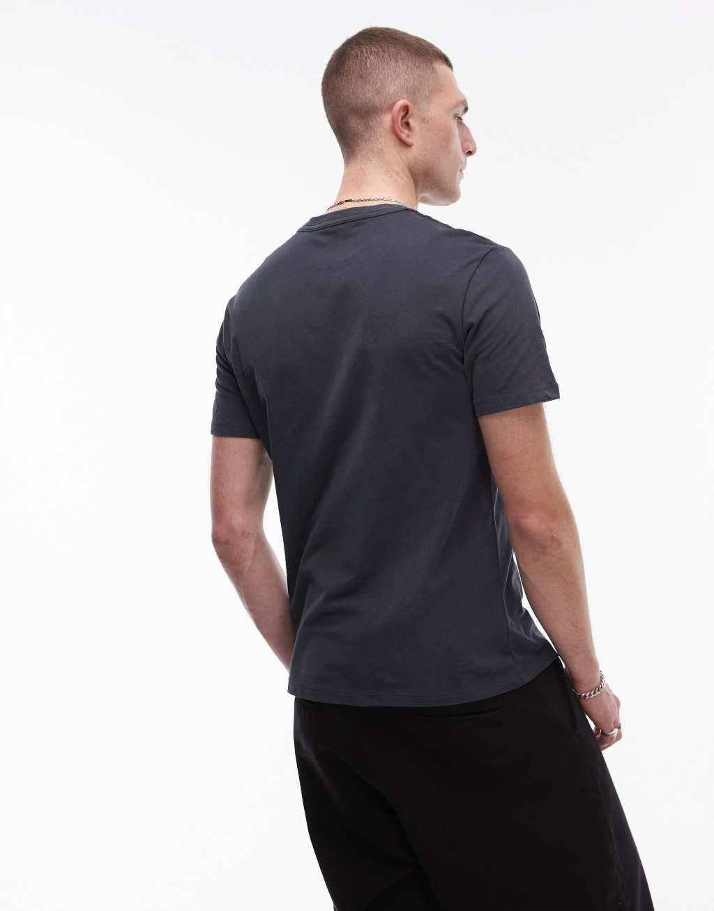 AllSaints Brace brushed cotton t-shirt in deep blue Product Image