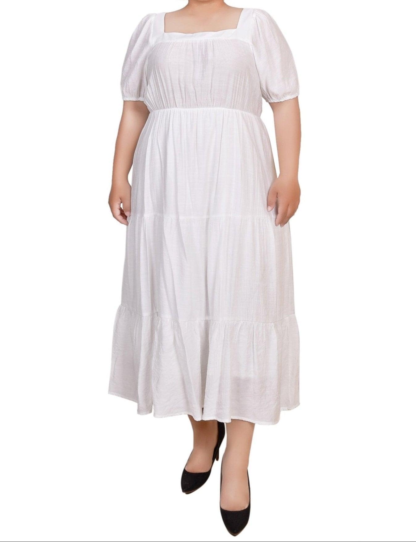 Short Sleeve Tiered Midi Dress - Plus Product Image
