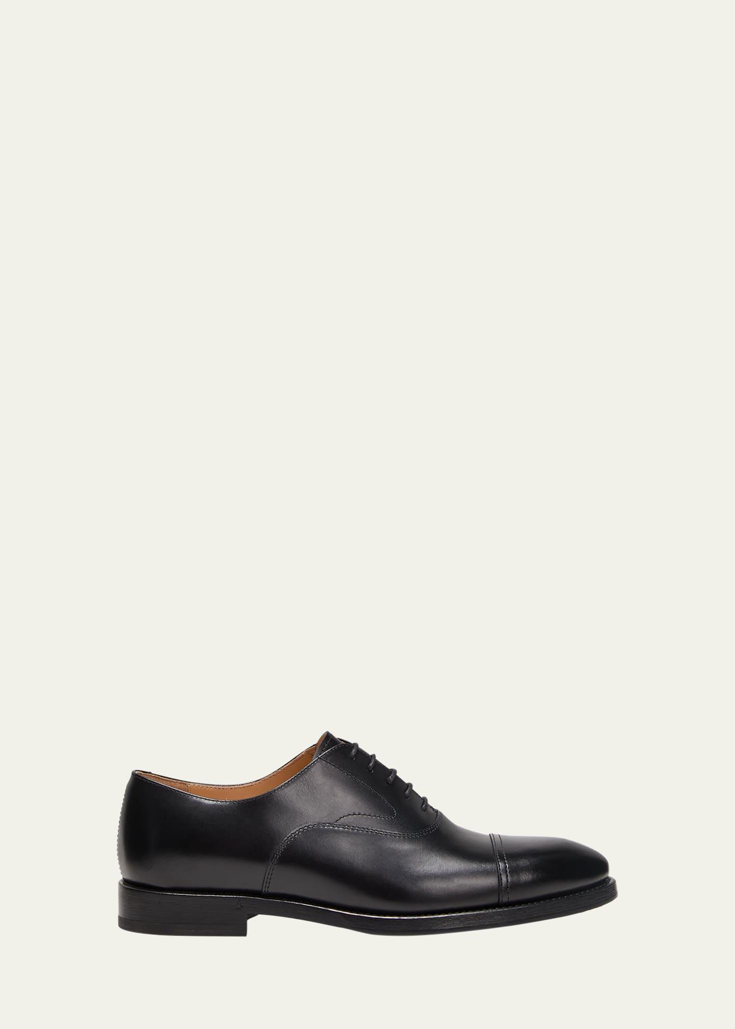 Mens Boston Brogue Leather Cap-Toe Oxfords Product Image