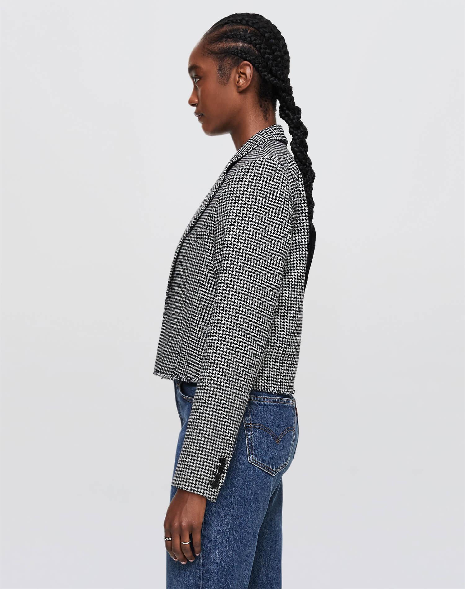 Cutoff Boyfriend Blazer - Black/White Female Product Image