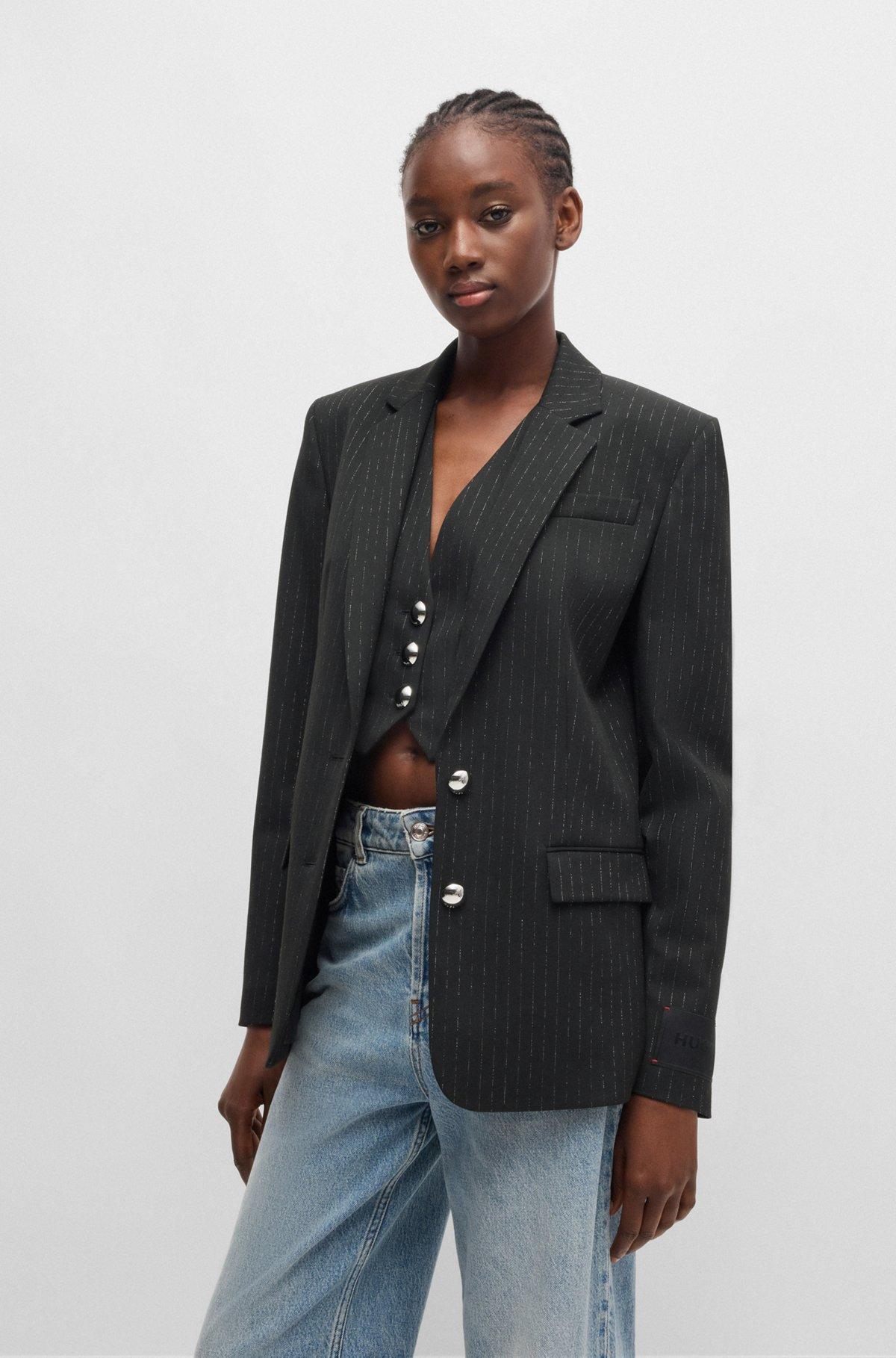 Relaxed-fit jacket with all-over sparkle pinstripe Product Image