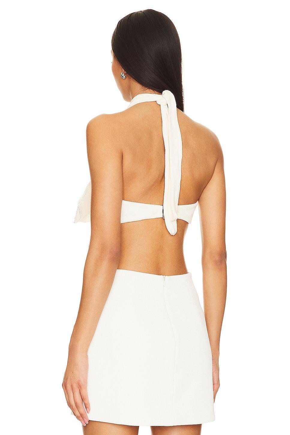 Flower Applique Halter Top PatBO Product Image