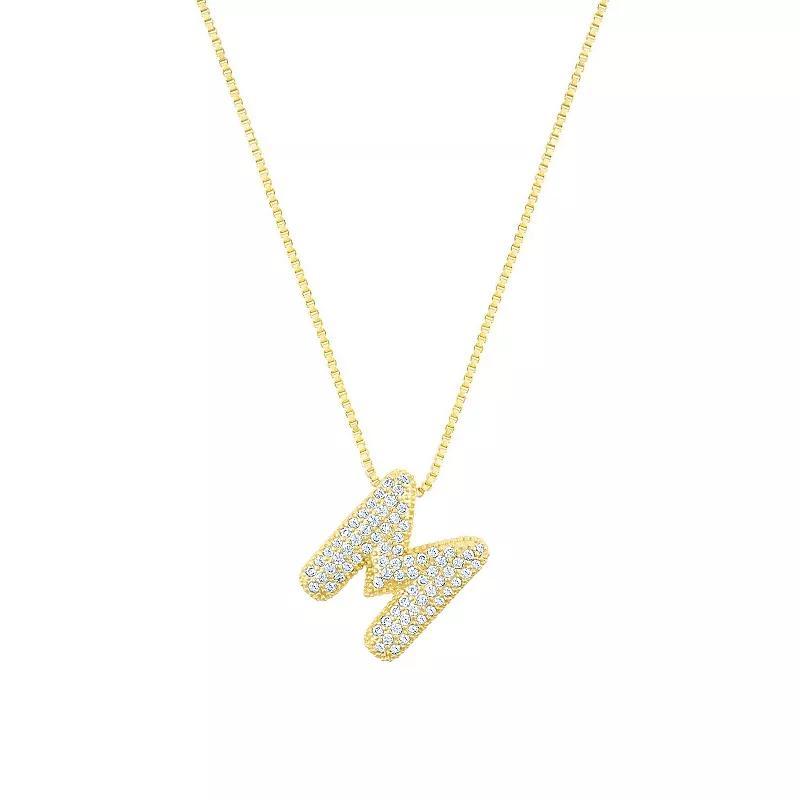 Adornia 14k Gold Plated Pave Bubble Letter Necklace, Womens Product Image
