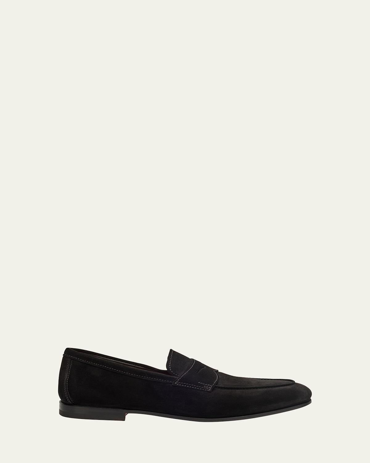 Mens Suede Rubber-Sole Penny Loafers Product Image