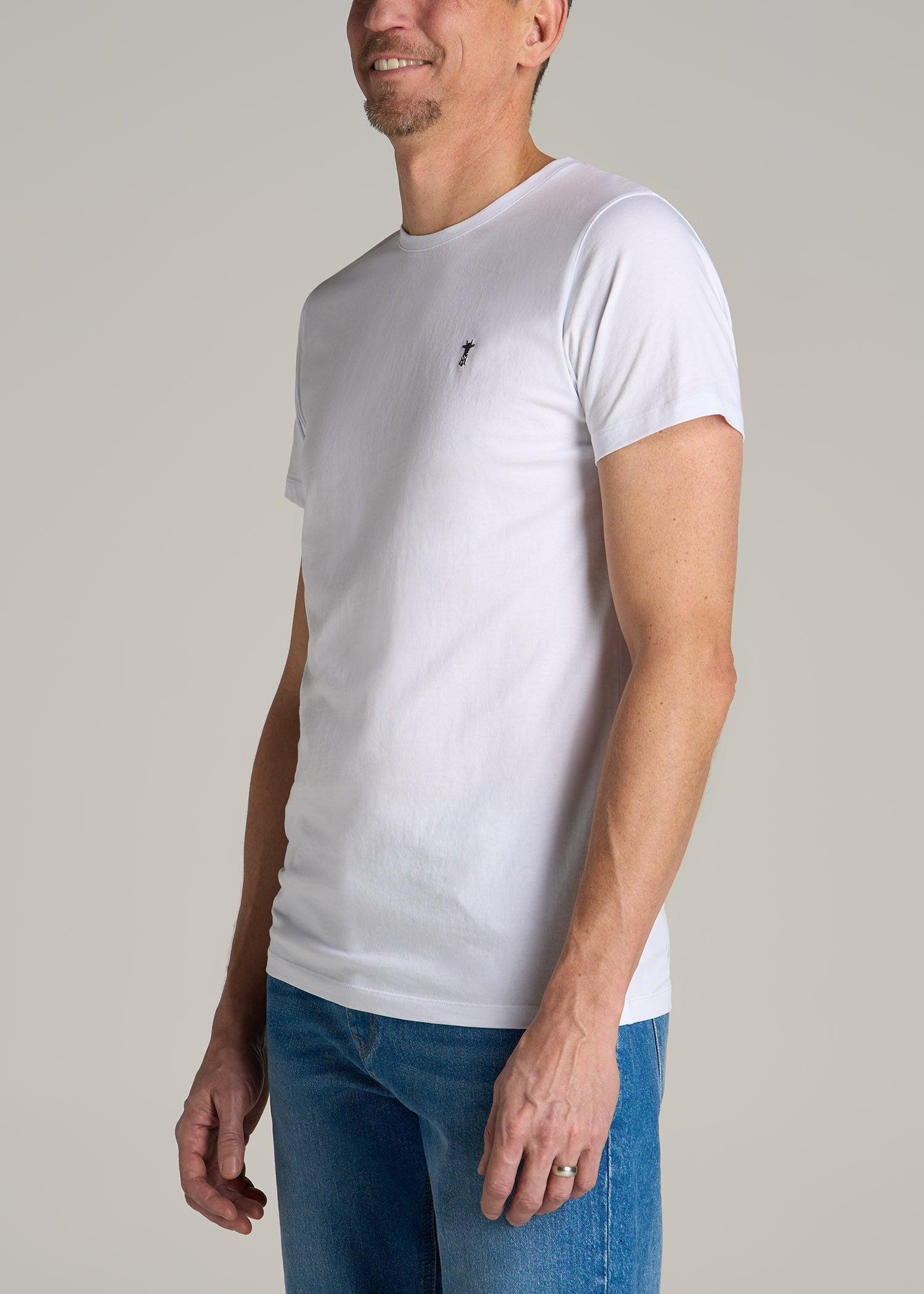 MODERN-FIT Embroidered Logo Crewneck T-Shirt for Tall Men in Apricot Crush Product Image