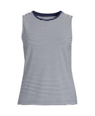 Women's Lands' End Lightweight Jersey Tank Top, Size: Large, Sweet Orange Stripe Product Image