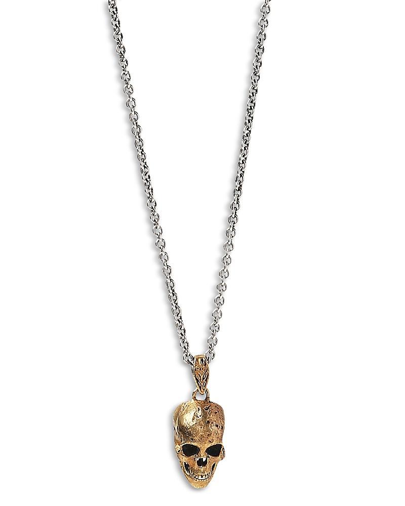 Mens Two-Tone Skull Pendant Necklace, 24L Product Image