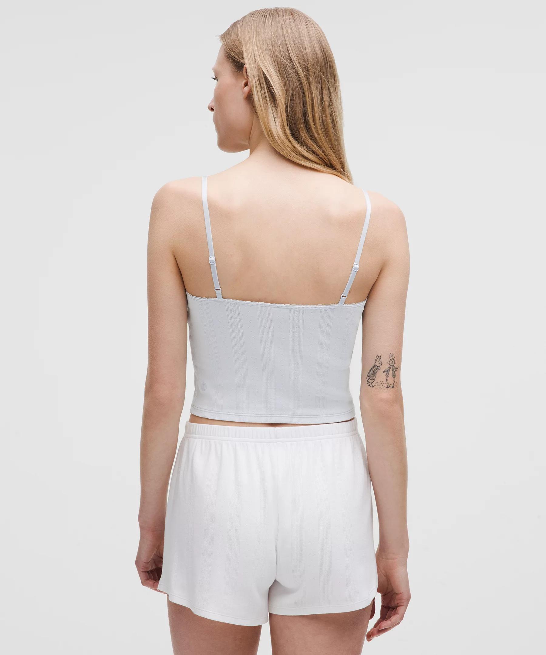 Cotton Pointelle Cropped Cami Tank Top Product Image