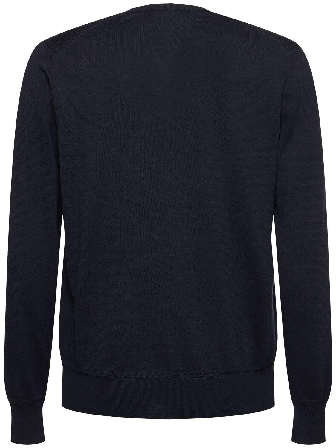 TOM FORD Pure Cotton L/s Crewneck Knit Sweater In Ink Blue Product Image